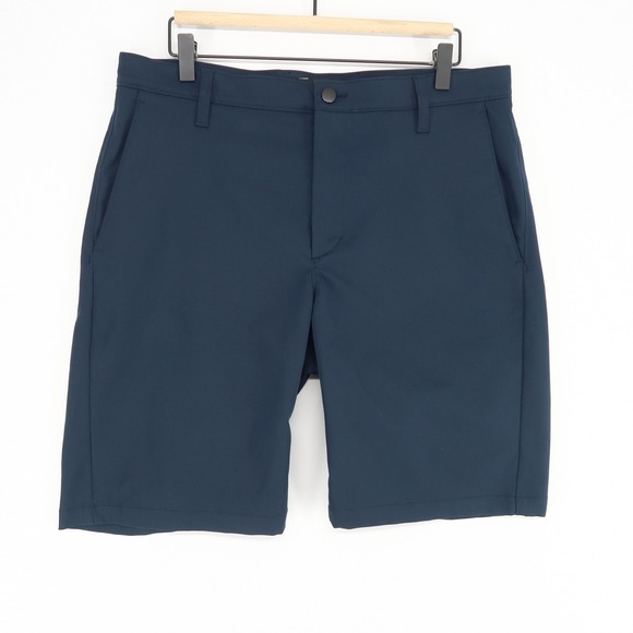 Proof Nomad Shorts Mens 34 Navy Blue Tech Chino Stretch DWR Zip Pocket Huckberry - Picture 1 of 10
